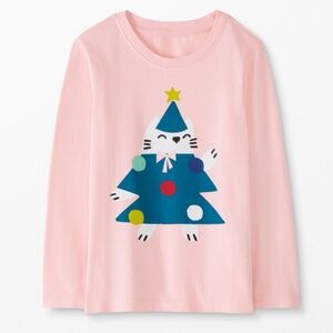 Hanna Andersson Holiday Art Tee Petal Pink Christmas Tree Girls 10